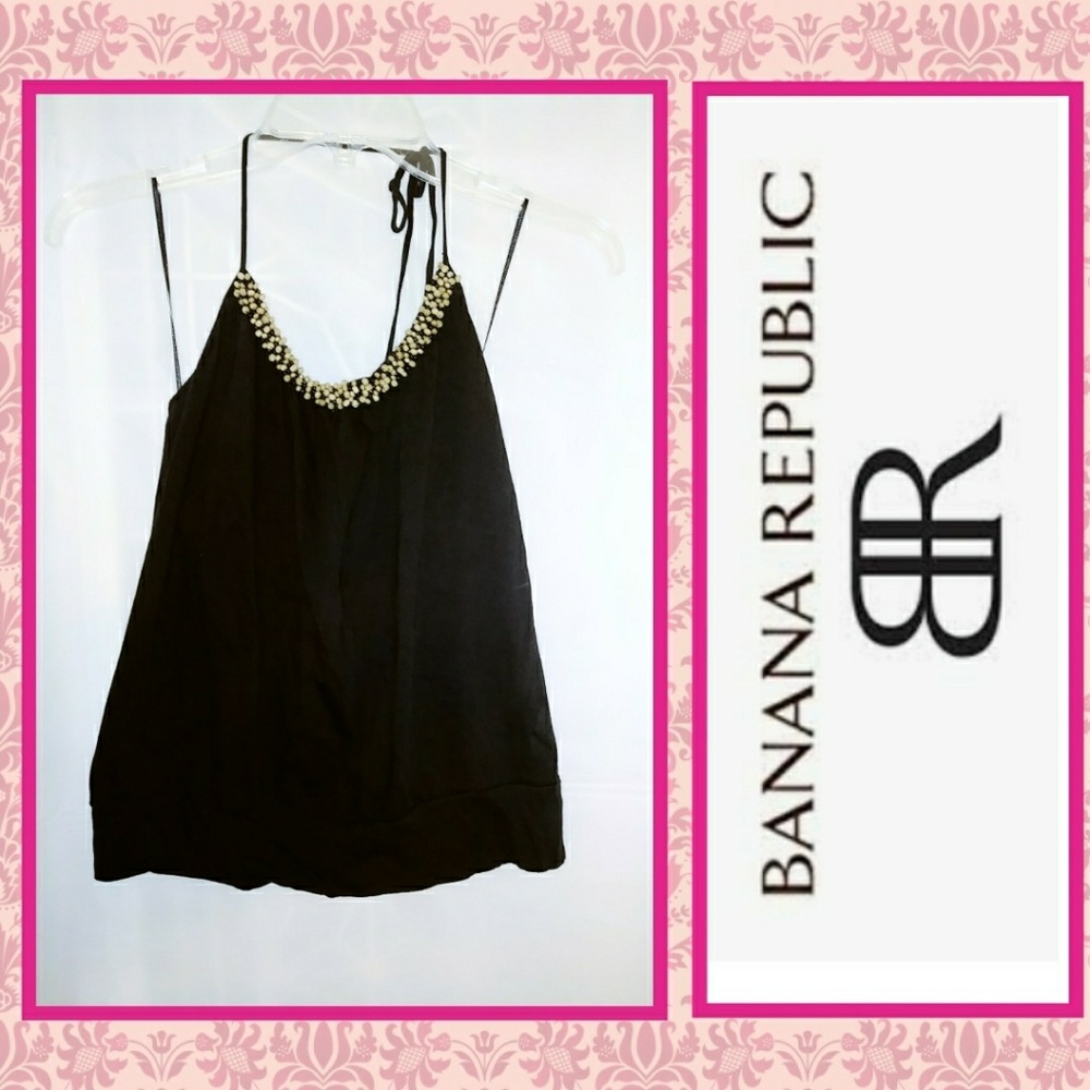 🌼Banana Republic🌼Black Embellished Scoop Neck
